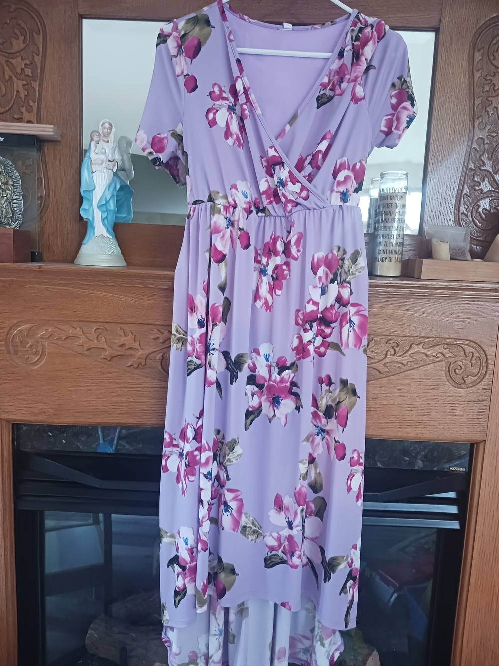 EUC Pinkblush Lavender Floral High-Low Wrap Maxi Dress Nursing & Maternity